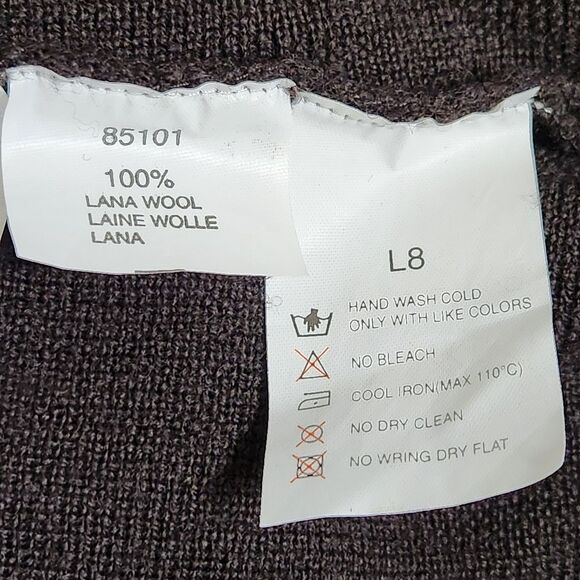 Marina Rinaldi Brown 100% Lana Wool Cape Poncho Beaded Trim Button Front M/12-14 - Picture 8 of 9